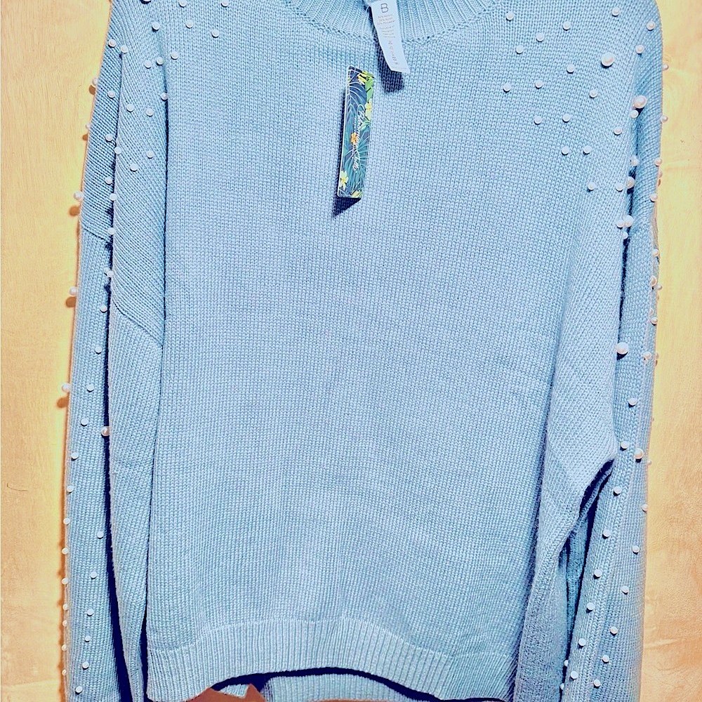 Blue Sweater with Pearl Accents new with tag brand Blooming jelly